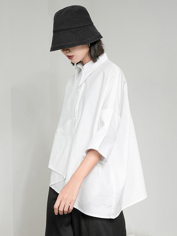 Original Solid Irregularity Lapel Blouse