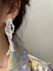 Solid Color Tasseled Drop Earrings