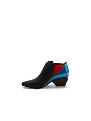 JadyRose | Structural-Heel Red Blue Contrast Color Leather Boot