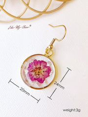 Pressed Flower Earrings -Purple Larkspur Flowers