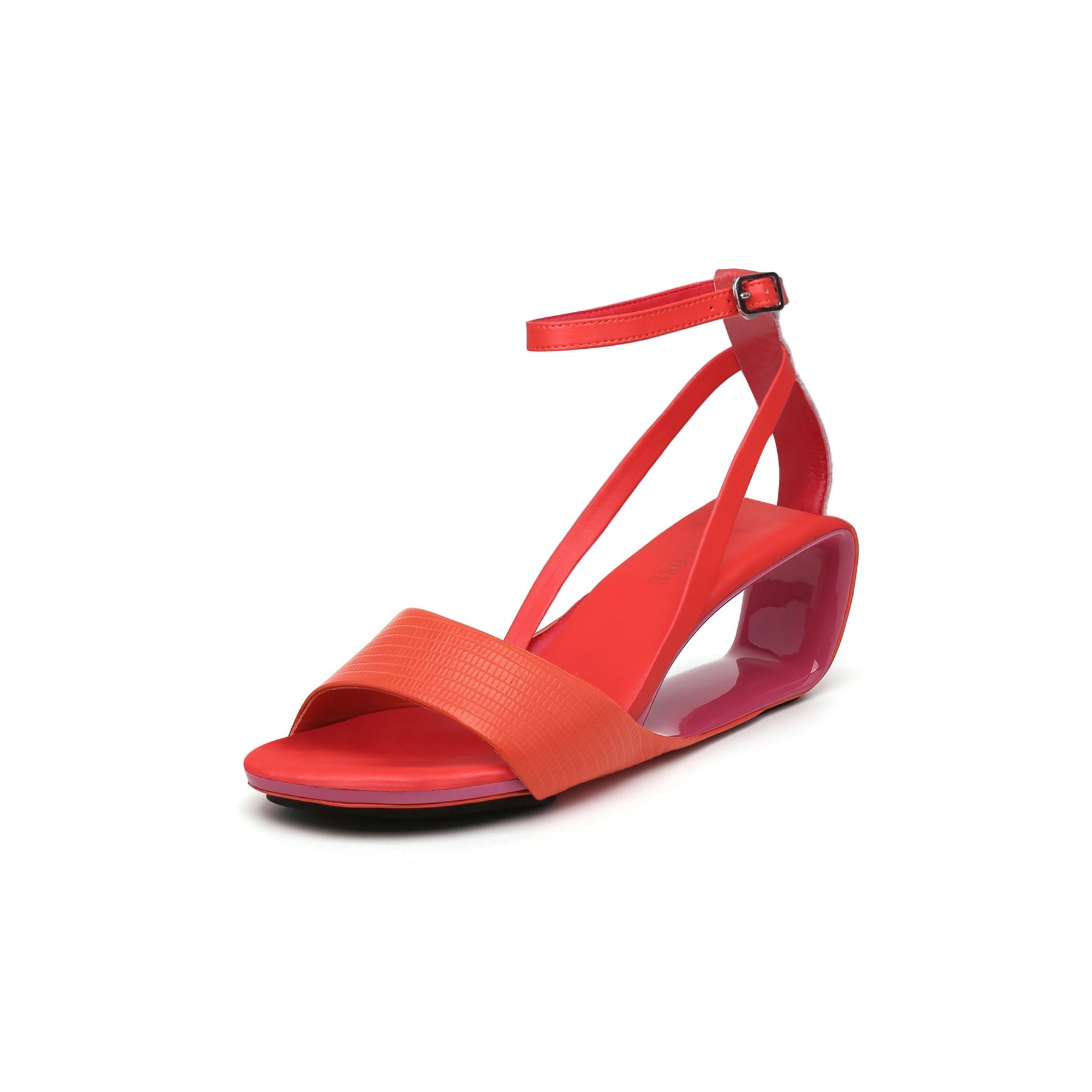 JADY ROSE | VESTAVIA ANKLE STRAP LEATHER WEDGE SANDAL - RED