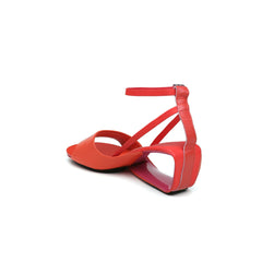 JADY ROSE | VESTAVIA ANKLE STRAP LEATHER WEDGE SANDAL - RED