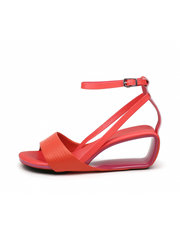 JADY ROSE | VESTAVIA ANKLE STRAP LEATHER WEDGE SANDAL - RED