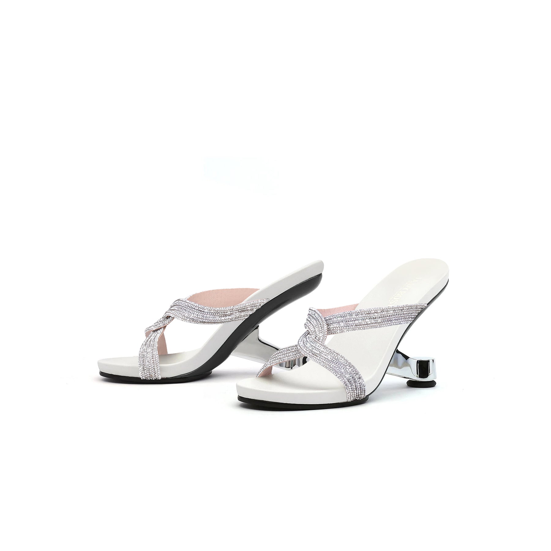 JADY ROSE | SHAMIRA SHIMMER STRAP LEATHER SANDAL- SILVER