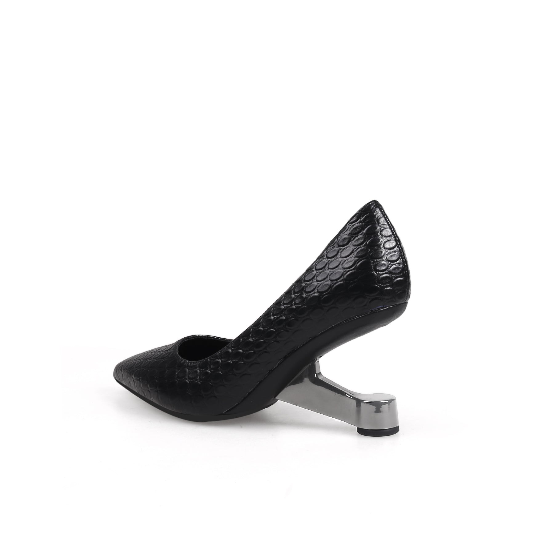 JADY ROSE | Nellie Engraved Leather Pump - Black