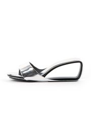 JADY ROSE | MADEMOISELLE BELLE LEATHER WEDGE SLIDE - SILVER