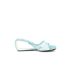 JADY ROSE | DELICATE BALANCE LACE MESH LEATHER SLIDE - BLUE