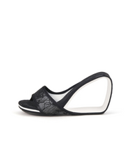 JADY ROSE | SOLANAH MARBLING LACE UPPER WEDGE SLIDE - BLACK