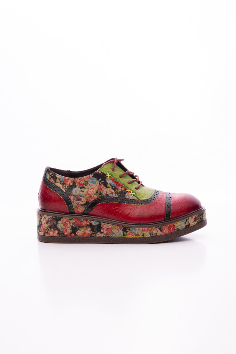 SOFFIA | JANIE FLORAL EMBOSSED LEATHER  PLATFORM OXFORD