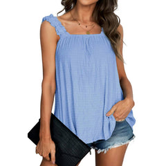 Suspender Sleeveless Tank Tops Cute Square Neck