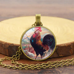 LikeMyChoice? Rooster Pendant Colorful Rooser Necklace