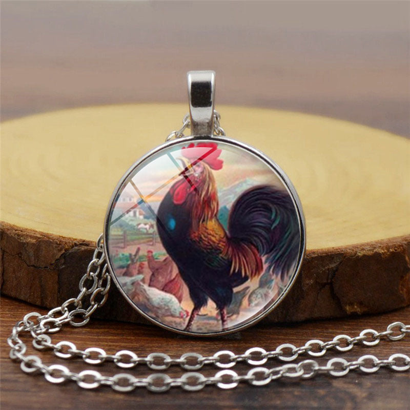 LikeMyChoice? Rooster Pendant Colorful Rooser Necklace