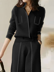 Long Sleeves Loose Split-Joint V-Neck Cardigan Tops