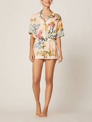 Spring Floral Print Holiday Short-Sleeved Shirt