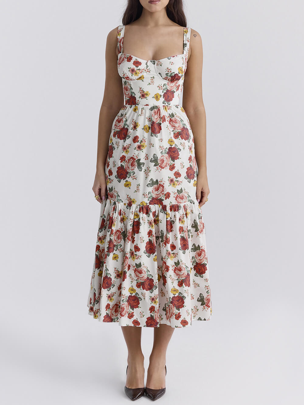 Sweet Spicy Style Floral Backless Midi Dresses