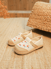 CACTUS ROSE | STAR EYE EMBROIDERED LINEN ESPADRILLE - APRICOT