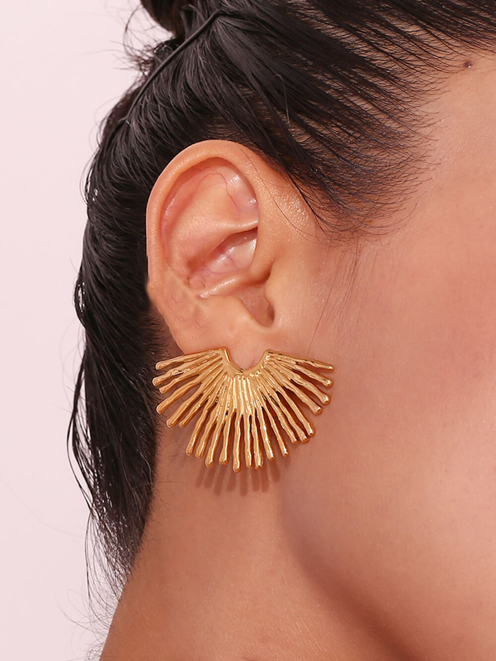 Fashion Street Exaggerated Ray Fan-Shaped Earrings