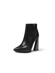 JadyRose | Sky High Genuine Leather Heel Boot - Black