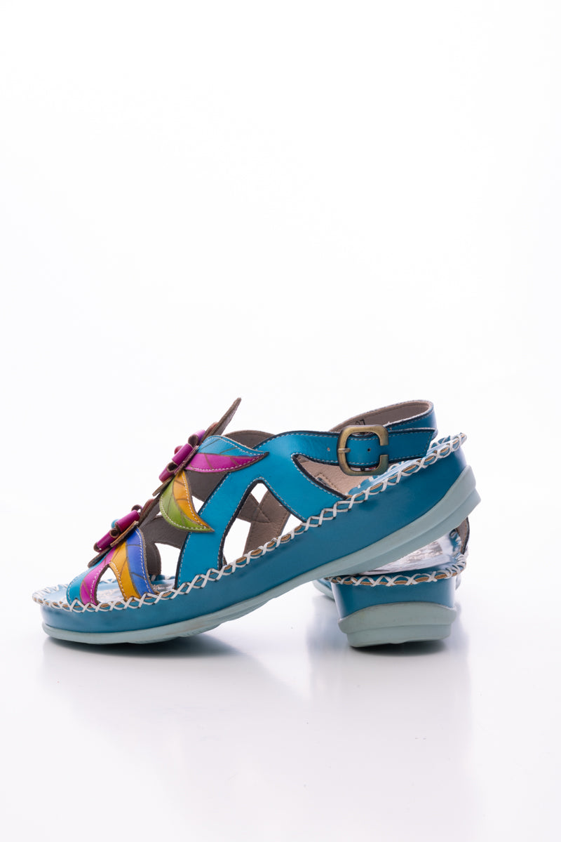 SOFFIA | SKYLAR BLOSSOM APPLIQUE LEATHER SLINGBACK SANDAL