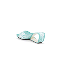 JADY ROSE | DELICATE BALANCE LACE MESH LEATHER SLIDE - BLUE