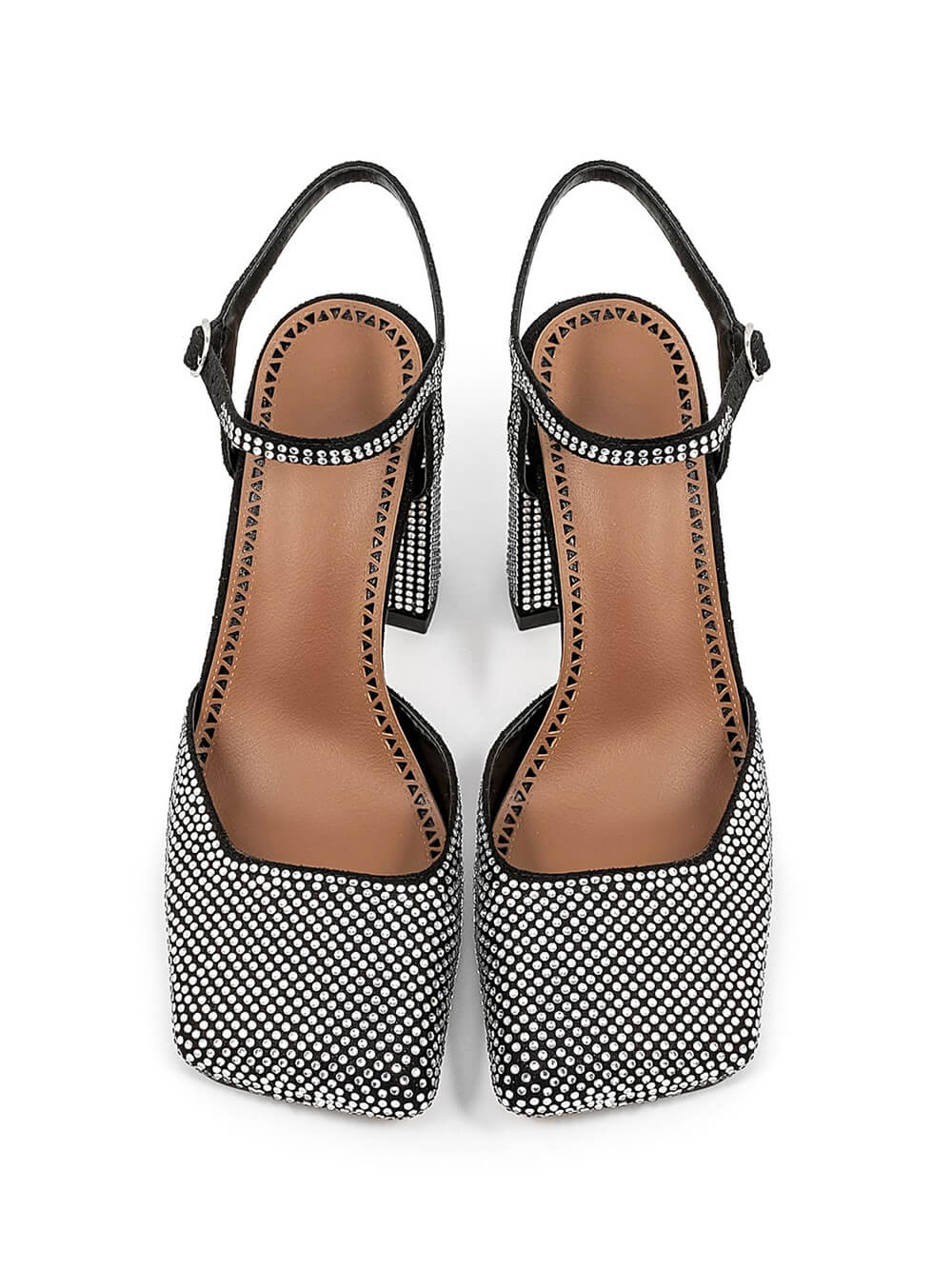 Diamond Square Toe Chunky Heel Sandals