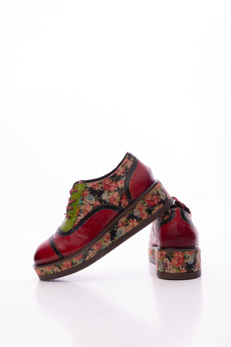 SOFFIA | JANIE FLORAL EMBOSSED LEATHER  PLATFORM OXFORD