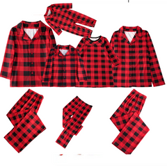 Christmas Plaid Stand-up Collar Family Pajamas Set