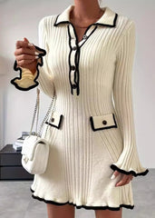 Chic Contrast Knit Dress