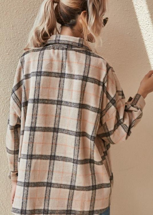 Classic Plaid Button-Up Jacket - Casual Layering Essential