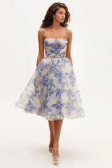 Hydrangea Haven - Dreamy Spaghetti Strap Midi Dress