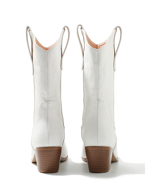 Pointed-Toe Split-Joint Boots Pumps