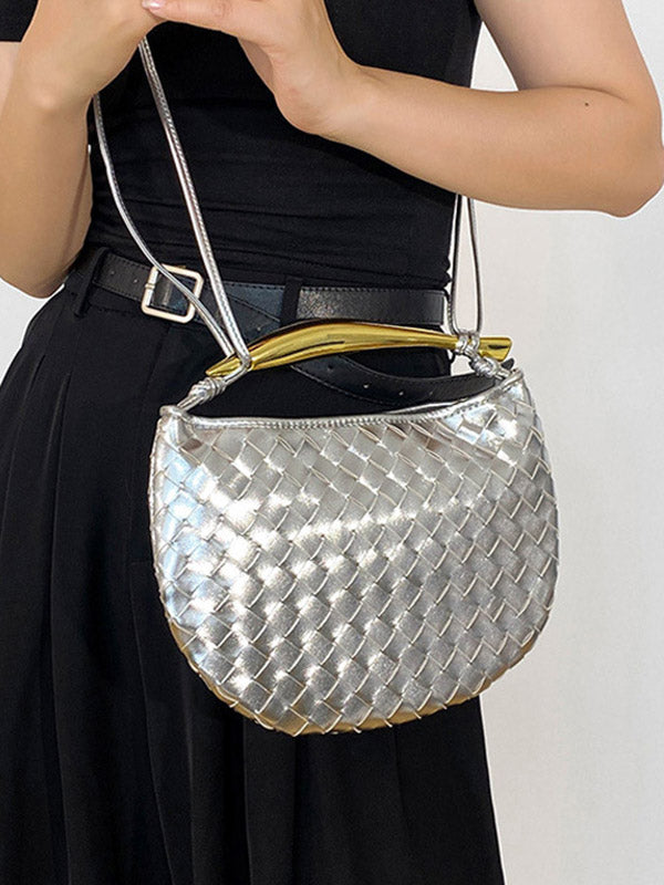 Geometric Shiny Woven Crossbody Bags Handbags