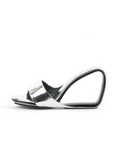 Jady Rose | Set It Straight Leather Wedge Slide - Silver