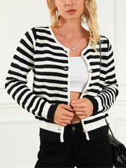 Black Wide Striped Cardigan