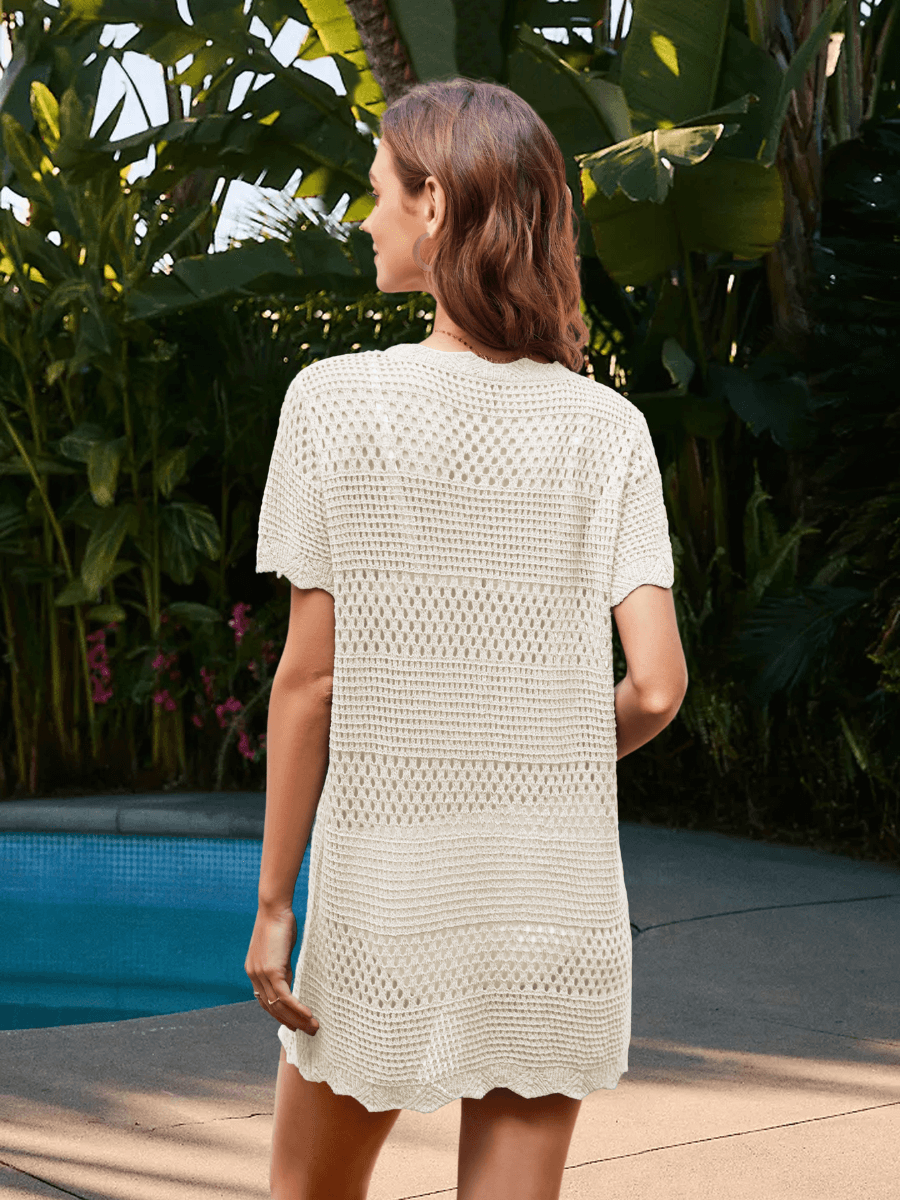 Christa Crochet Mini Sweater Dress - Cream