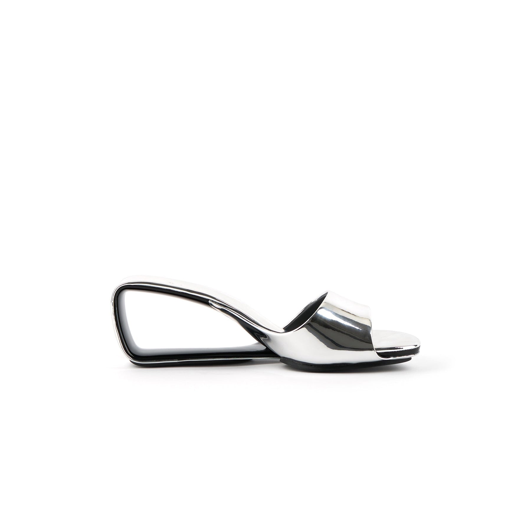 JADY ROSE | MADEMOISELLE BELLE LEATHER WEDGE SLIDE - SILVER