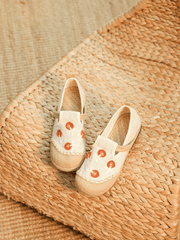 CACTUS ROSE | BLOSSOM EMBROIDERED LINEN ESPADRILLE LOAFER - BEIGE