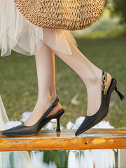 Chains Pointed-Toe Split-Joint Sandals Sling Shoes