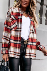 Fashion Daily Adult Plaid Cardigan Turndown Collar Blouses(3 Colors)