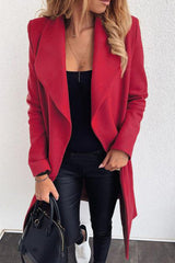 Fashion Sweet Solid Cardigan Turndown Collar Outerwear (No Belt)(6 Colors)