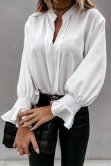 Fashion Work Solid Flounce V Neck Tops