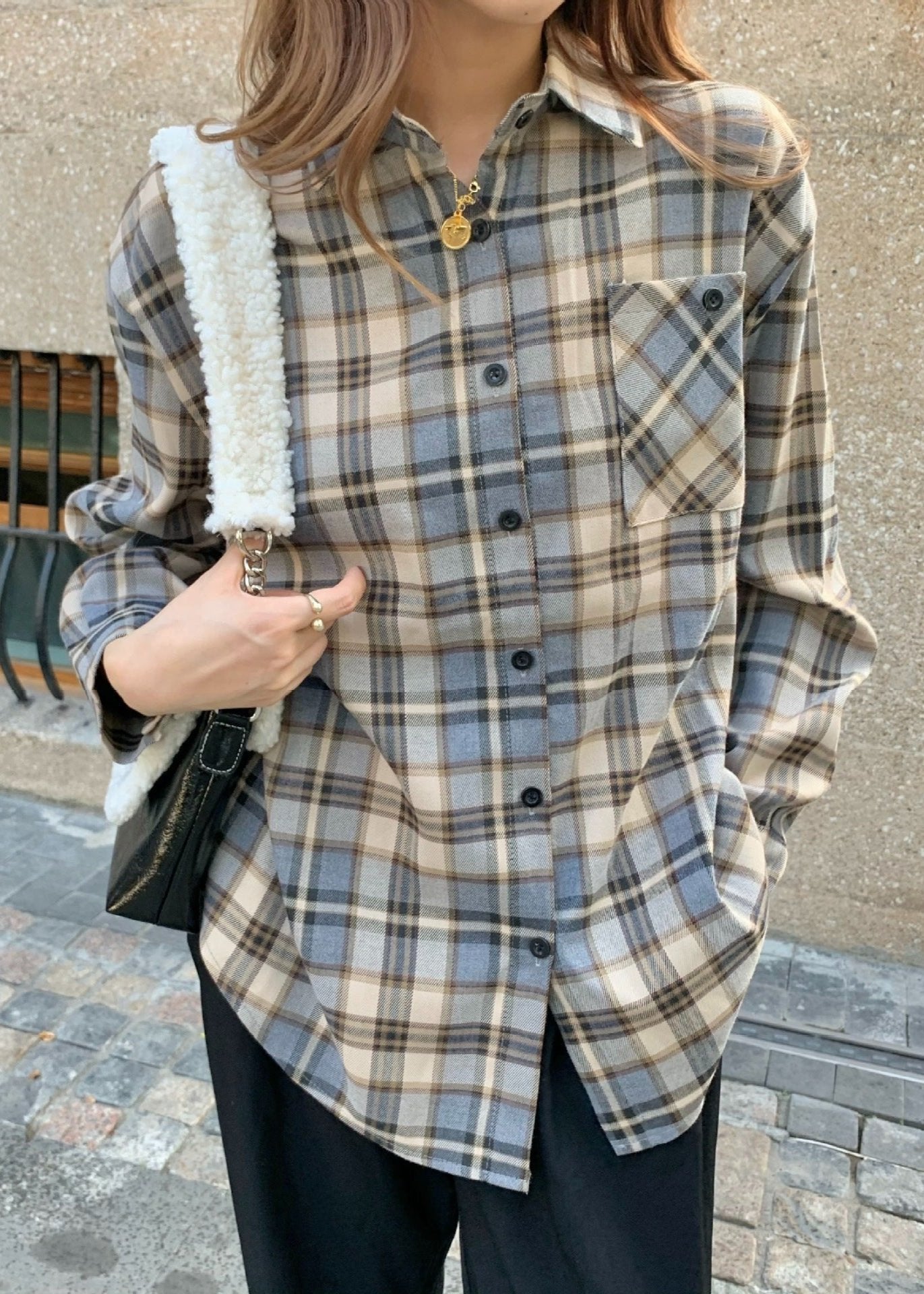 Cozy Retro Plaid Shirt – Thick Long-Sleeved Jacket for Autumn & Winter