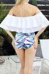 Fashion Sexy Print Split Joint Flounce Swimwears