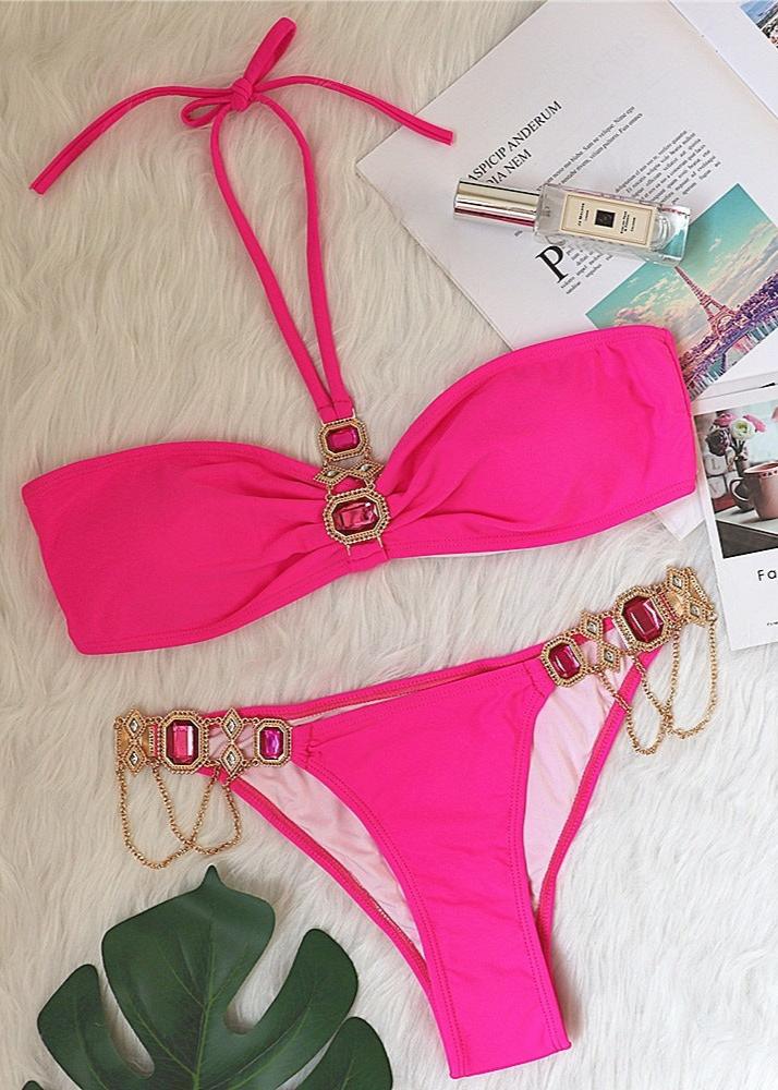 Fuchsia Luxe Gem Bikini Set