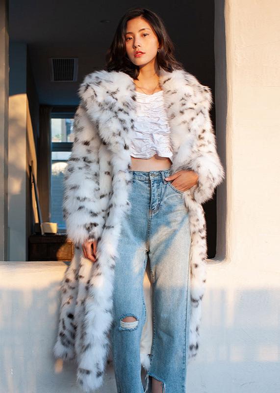 Snow Lynx Faux Fur Coat