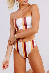 Sexy  Vacation Color Lump  Contrast Swimwears