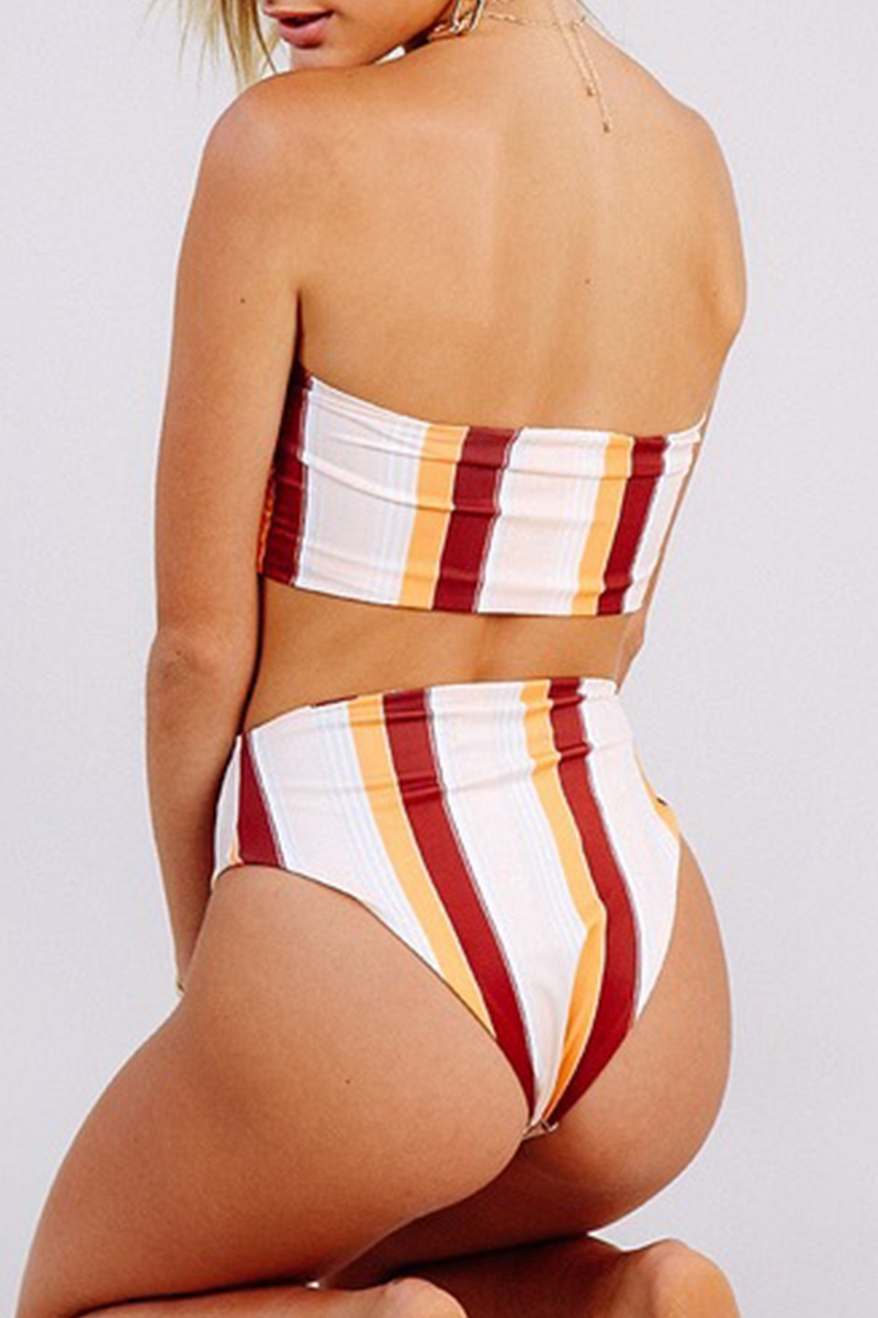 Sexy  Vacation Color Lump  Contrast Swimwears