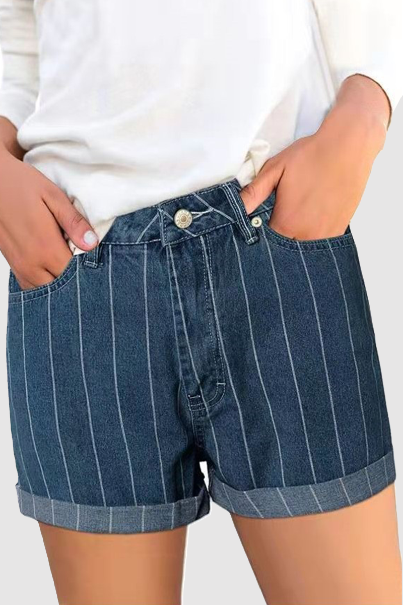 Street Print Basic Denim Shorts