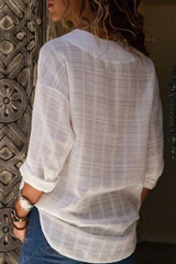 Elegant Solid Patchwork V Neck Tops