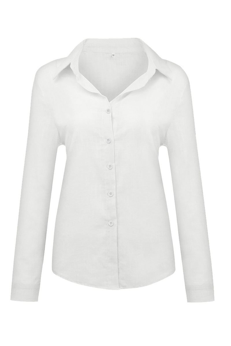 Casual Solid Buckle Shirt Collar Blouses(4 Colors)